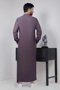 Thobe de qualité supérieure gris luxe Kandura traditionnel arabe porter élégant hommes Jubba doux et respirant moderne - Product Image 3