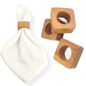 Anneaux de serviette en bois portables pour la décoration de table, anneaux de serviette en bois naturel, anneaux de serviette en bois de chêne, anneaux de serviette en bois faits à la main - Product Image 3