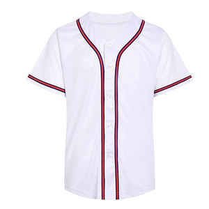 Hip Hop Street White Red Strips Maillot de baseball à manches courtes-Maillot de baseball de club personnalisé - Product Image 1