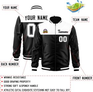 Chaquetas universitarias formales con cremallera personalizables del proveedor OEM, cuerpo de lana con mangas de PU, decoración bordada para pedidos a granel - Product Image 3