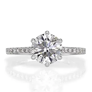 Halo perak Moissanite cincin kilau perhiasan Prong pengaturan dalam cincin untuk ulang tahun cincin pernikahan untuk wanita desain Halo tersembunyi