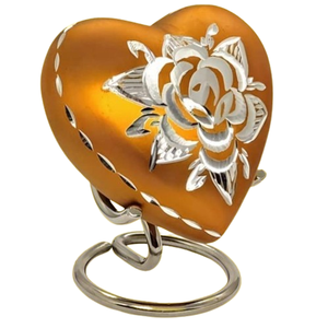 Classic Heart Shape Keepsake Urn <b>for</b> Human <b>Ashes</b> with <b>Box</b> and Stand Bright Yellow Color with Diamond Cut Design 7 Cms High - Product Image 5
