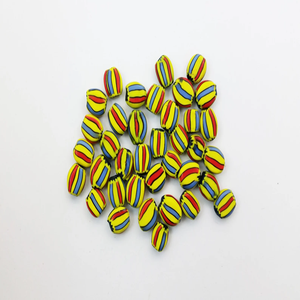 Multicolored Chevron Melon Tribal Pattern Oval <b>Beads</b> Handcrafted Vintage <b>Crystal</b> Lampwork Glass Jewelry Making Wholesale <b>BEADS</b> - Product Image 1