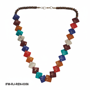 Collier tendance en résine multicolore, chaîne de perles carrées géométriques audacieuses, bijoux artisanaux faits à la main, cadeau pour femmes - Product Image 3