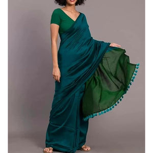 Sari de Algodón para Mujer con Patrón Tradicional, Acabado Suave y Blusa para Uso Diario y Fiestas - Product Image 3