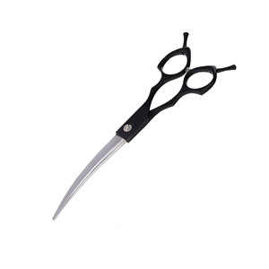 Ciseaux pour animaux de compagnie Super Double Hook Ciseaux de toilettage pour la coupe de cheveux en acier inoxydable de luxe avec poignée enduite de couleur noire - Product Image 6