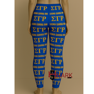 Sorority Leggings Women's Sigma Gamma Rho All Over Printed Letters Tight Fitted <b>Polyester</b> Spandex Divine Nine Woman Leggings - Product Image 5
