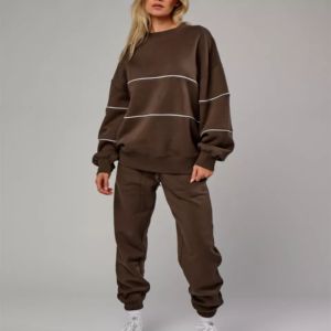 Conjunto Deportivo de 2 Piezas de Felpa de Algodón Transpirable Personalizado, Novedad de 2025, Sudadera y Pantalones Deportivos Unisex para Mujer, Casual de Otoño - Product Image 2