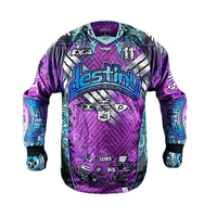 Fabricant de maillots de paintball personnalisés par sublimation, OEM, haute qualité, moulage par injection, séchage rapide, respirant, manches longues, équipe, 100%