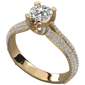 Anillo de Boda con Diamantes Redondos en Forma de U - Product Image 2