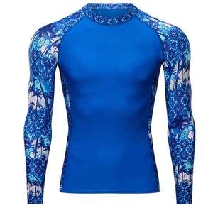 Wholesale <b>Men's</b> Long Sleeve Rash Guard Anti-Bacterial Quick Dry Breathable Heat-Transfer Printing <b>Compression</b> Training <b>Shirt</b> - Product Image 4