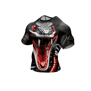 เสื้อรัดรูปแขนสั้นลายงูสำหรับผู้ชาย แห้งเร็ว เหมาะสำหรับฝึกซ้อม MMA BJJ ผลิตจากโพลีเอสเตอร์และสแปนเด็กซ์ - Product Image 2