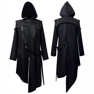 Manteau coupe-vent pour homme, veste longue en cuir à capuche, veste de moto en cuir pour homme, veste de mode coréenne d'hiver - Product Image 1