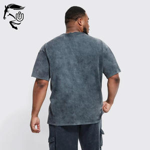 Vente chaude 100% coton lavé à l'acide tricoté T-Shirt uni blanc grande taille Streetwear pour Fitness prix de gros - Product Image 2
