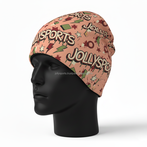 Bonnet en polyester et élasthanne de qualité supérieure pour homme, tissu extensible doux 220 GSM, impression sublimée toutes couleurs, logo personnalisé, bonnet jacquard - Product Image 5