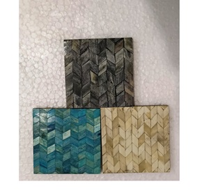 ZIGZAG DESIGN Marble Coasters With <b>Gold</b> or Silver Natural Wood and Marble Mango coaster Made in India - Product Image 2