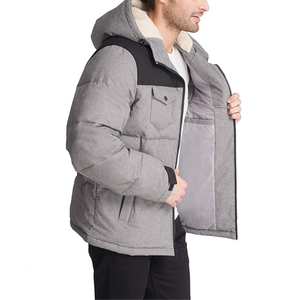 Chaqueta acolchada de lana de invierno para hombre, cuello con capucha, cremallera, resistente al agua, nailon, lavado, Technics a prueba de viento - Product Image 3