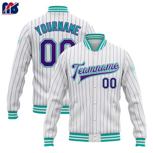 Veste universitaire personnalisée, style baseball classique, boutons-pression, veste coupe-vent en polaire, veste bomber pour équipe avec nom et numéro - Product Image 6