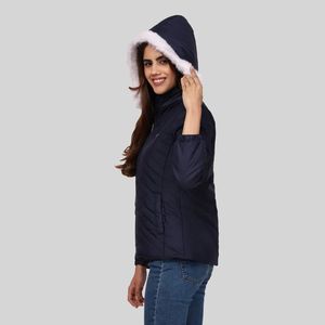 Chaqueta Bomber Reversible Acolchada para Mujer, con Apliques de Flecos de Piel de Oveja Satinada, Plumas, Perlas, Relleno de Poliéster 320g, Personalizada - Product Image 3