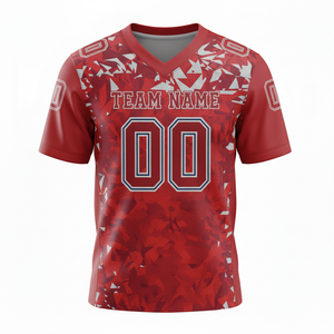 เสื้อซ้อมอเมริกันฟุตบอลแบบกำหนดเองสำหรับผู้ใหญ่ แขนสั้น ระบายอากาศได้ดี มีตัวเลือกไซส์ใหญ่ ด้านหน้า 100% โพลีเอสเตอร์ คอวี - Product Image 6