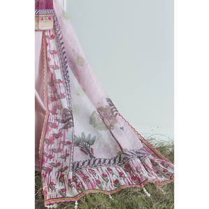 Conjunto de traje de 3 piezas estampado Monar Slub para mujer con detalles hechos a mano y dupatta de tela Khaddi FE-52072 - Product Image 5