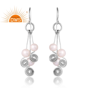 Conception unique Argent Perle Naturelle Pierre Précieuse Boucle D'oreille Conception Personnalisée Bijoux Pour Femmes Cadeau Pour Elle - Product Image 2