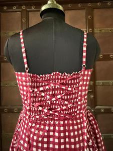 Vestido Midi Casual de Tubo con Encaje Lavable Ecológico de Verano, Elegante y Vintage, en Cuadros Rojos y Blancos para Mujer - Product Image 5