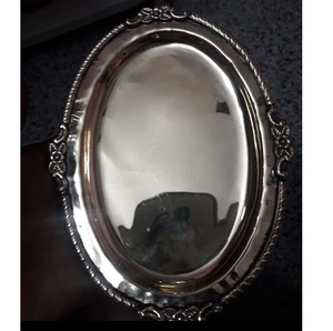 Gran oferta, precio barato, bandeja personalizada de Metal, forma ovalada con diseño de esquina, alta calidad y acabado para cafetería y hoteles, chapado en plata - Product Image 1