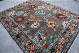 Alfombra grande de 8x10 gris Oushak, Alfombra de lana turca anudada a mano, conjunto personalizable - Product Image 3