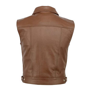 Gilet en cuir de vache véritable pour homme, ajustable, imperméable, coupe-vent, taille personnalisée, prix bas, couleurs, tissu en toile - Product Image 6