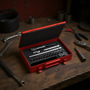 Usag 18-Piece Assorted Socket Set in Sheet Steel <b>Box</b> with Hexagonal Sockets - Product Image 3