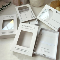 Logo personnalisé possible pour les bijoux d'ongles prêts à l'emploi emballage boîte-cadeau boîte de papier de tiroir d'art d'ongle transparente pour les commandes en gros