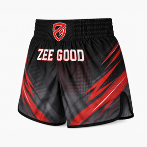 Shorts de boxe Muay Thai personnalisés avec logo, 100% polyester extensible, séchage rapide, respirant, léger, service OEM personnalisé sur le devant - Product Image 1