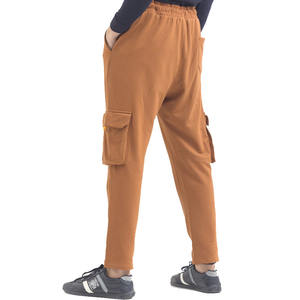 2023 confortable hommes marron Cargo pantalon 300 GSM polaire taille élastique et poches latérales Style décontracté léger en gros - Product Image 4