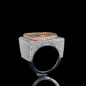 9.00Ct Hip Hop VVS Moissanite Oro blanco Redondo y corte Baguette Diamante Iced Out Anillo de bodas Hombres Plata de Ley 925 - Product Image 3