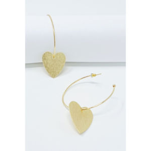Pendientes de Aro No Games Heart Hoop, Modernos, Religiosos, Tipo Huggie, con Diamantes, Baño de Rodio y Chapado en Oro, Oro de 14K y Oro Rosa, Estilo Adorable - Product Image 1