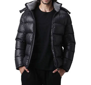 Veste matelassée à manches longues anti-boulochage sur mesure en gros pour hommes, dernière tendance de la rue pour l'hiver, vestes matelassées unies vierges - Product Image 3