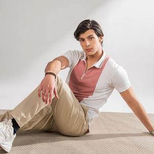 Quantité minimale de commande bas élégant luxe hommes Slim Fit Polo t-shirt sur mesure fermeture éclair col 2 panneaux à manches courtes décontracté hommes Polo t-shirt - Product Image 2