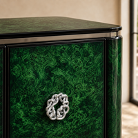 Buffet moderne de luxe en bois massif vert émeraude, 4 portes, texture texturée, rangement écologique, salle à manger, salon