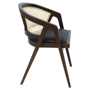 High-End Modern Solid <b>Wood</b> <b>Arm</b> <b>Chair</b> with Real Rattan for Dining Room Restaurant Coffee Shop or Hotels - Product Image 3