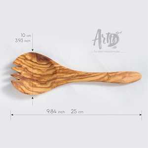 ช้อนไม้ทำด้วยมือทำจากไม้มะกอกหรูหราเสิร์ฟสลัดเครื่องมือ - Product Image 2