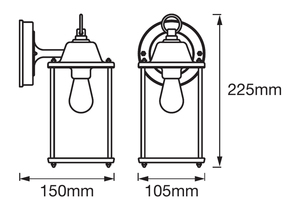 Lámpara de pared para exterior Lantern E27 IP44 230mm. (Ledvance 4058075206625) - Product Image 5