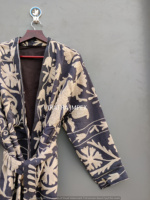 Broderie Kimono Robe Classique Élégant Noir Boho Style 100% Meilleure Qualité Suzani Brodé À La Main Plus La Taille Laine Tricoté Poche