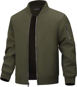 Chaqueta Bomber de satén informal de primavera para hombre, chaqueta universitaria atlética transpirable impermeable con cierre de cremallera de algodón 100% - Product Image 6