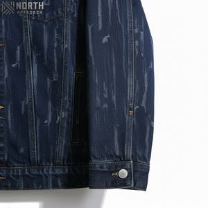 2025 nouveauté hiver mode Streetwear Denim veste de haute qualité conception personnalisée hommes déchiré bouton avant Denim veste - Product Image 3