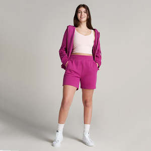 High Quality Trendy Full <b>Zipper</b> up Fleece Hoodie <b>Sweatshirt</b> for Women With Fleece Short Suit Made From Cotton Poly Fleece Fabric - Product Image 3