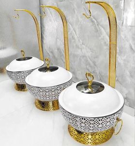 Wedding Roll Top Chafing Marmite Chauffante Service Traiteur Calentador de alimentos Buffet Catering Plato de frotamiento de acero inoxidable para la venta - Product Image 4