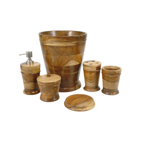 Handmade Wooden Crafted <b>Bathroom</b> Decoration <b>Accessories</b> 6 Piece <b>Set</b> for Luxury <b>Bathroom</b> Decor - Product Image 6