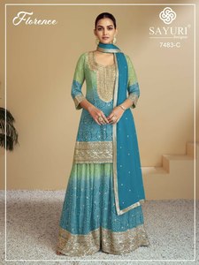 เดรส Anarkali พิมพ์ลายดิจิตอลคอลเลกชัน Eid ล่าสุดสำหรับผู้หญิงและเด็กผู้หญิงผ้าชินอนหนัก - Product Image 4