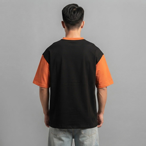 เสื้อยืดผู้ชายผ้าฝ้ายแท้ 100% หนัก ทรงโอเวอร์ไซส์ สกรีนโลโก้ได้ ตัดต่อสี 280GSM ทรงหลวม หนา - Product Image 6